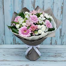 Букет цветов из:  Герберы, Альстромерии и Хризантемы #REPLACE_PRED# Нижней Александровке