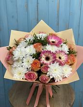 Букет цветов из:  Розы, Герберы и Хризантемы #REPLACE_PRED# Нижней Александровке