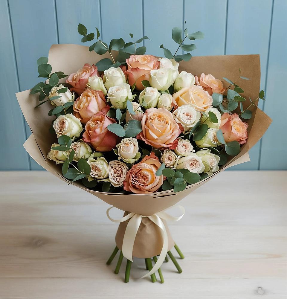 Букет цветов из: Альстромерии и Розы в Нижней Александровке