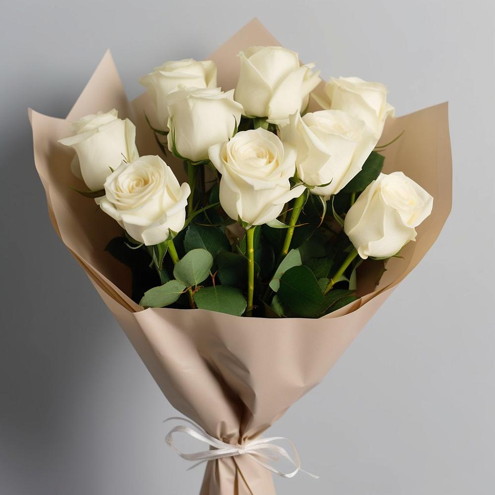 Букет 9 Белых роз Эдлесс Лав в Нижней Александровке
