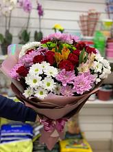 Букет цветов из:  Розы, Хризантемы и Альстромерии #REPLACE_PRED# Нижней Александровке