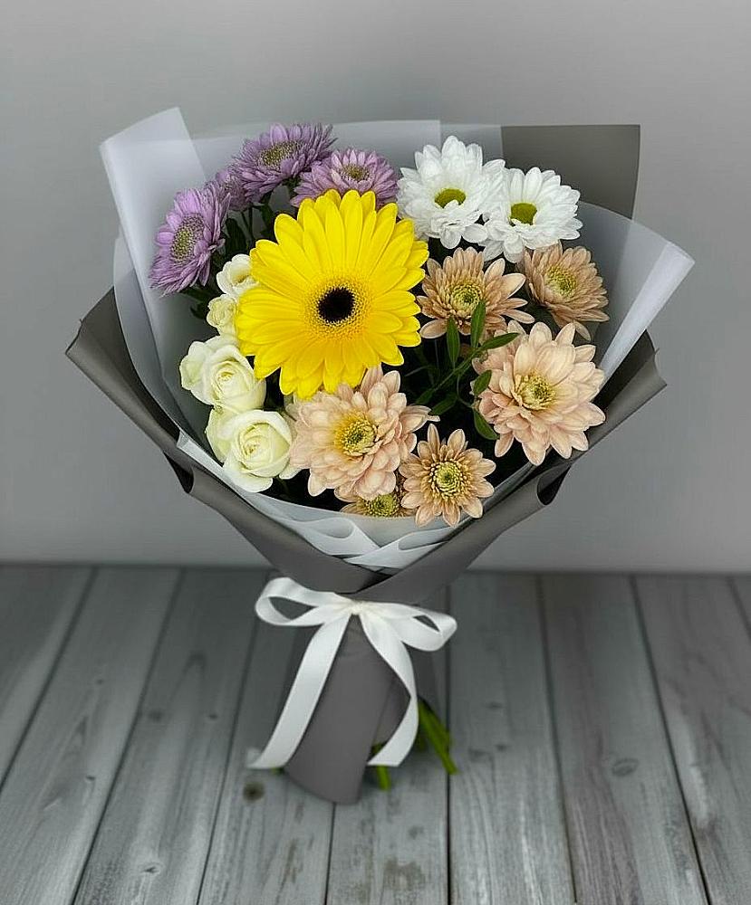 Букет цветов из: Розы, Герберы и Хризантемы в Нижней Александровке