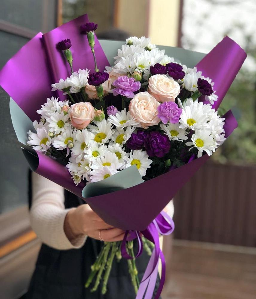 Букет цветов из: Хризантемы, Гвоздики и Розы в Нижней Александровке