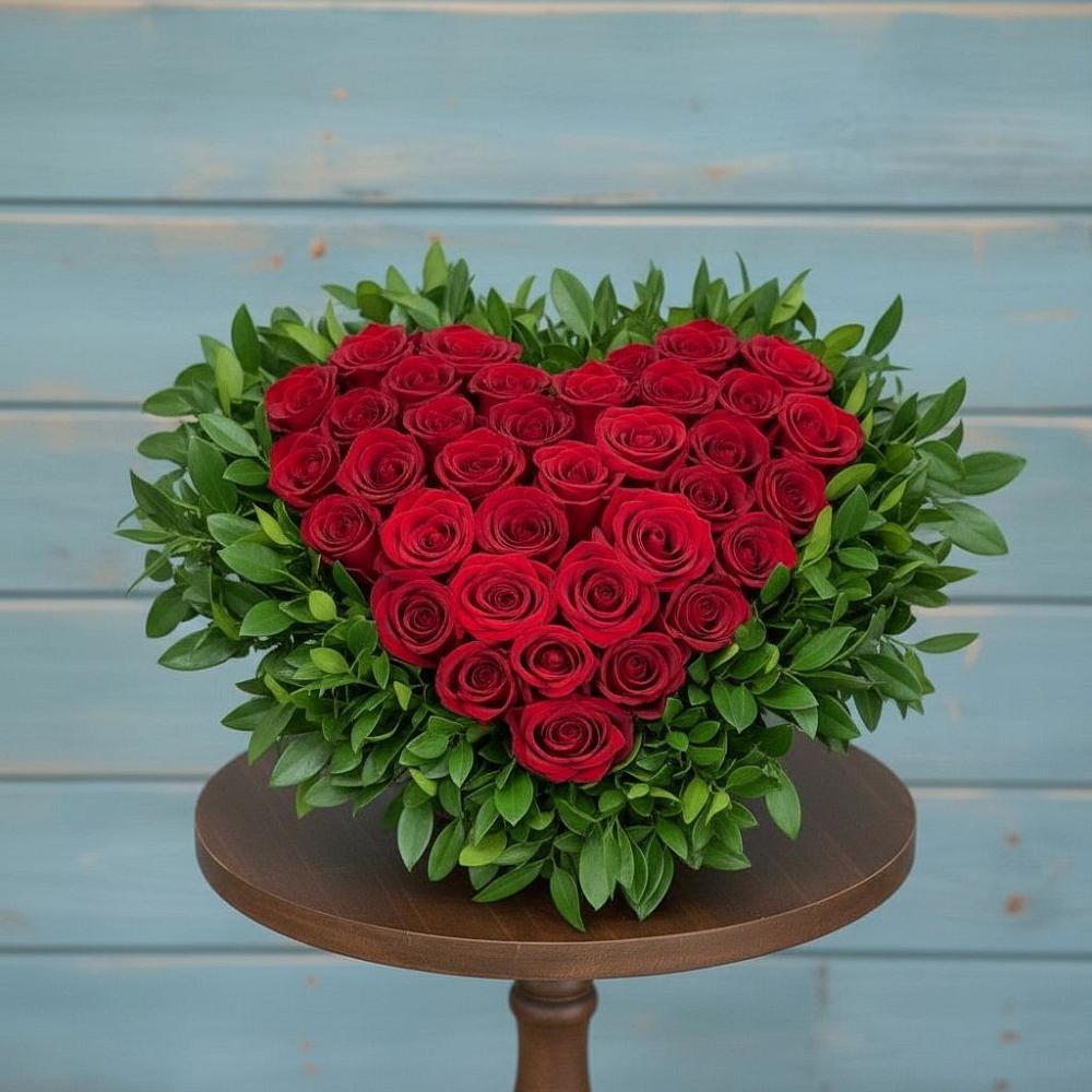 Цветочная композиция из Розы в виде сердца в Нижней Александровке