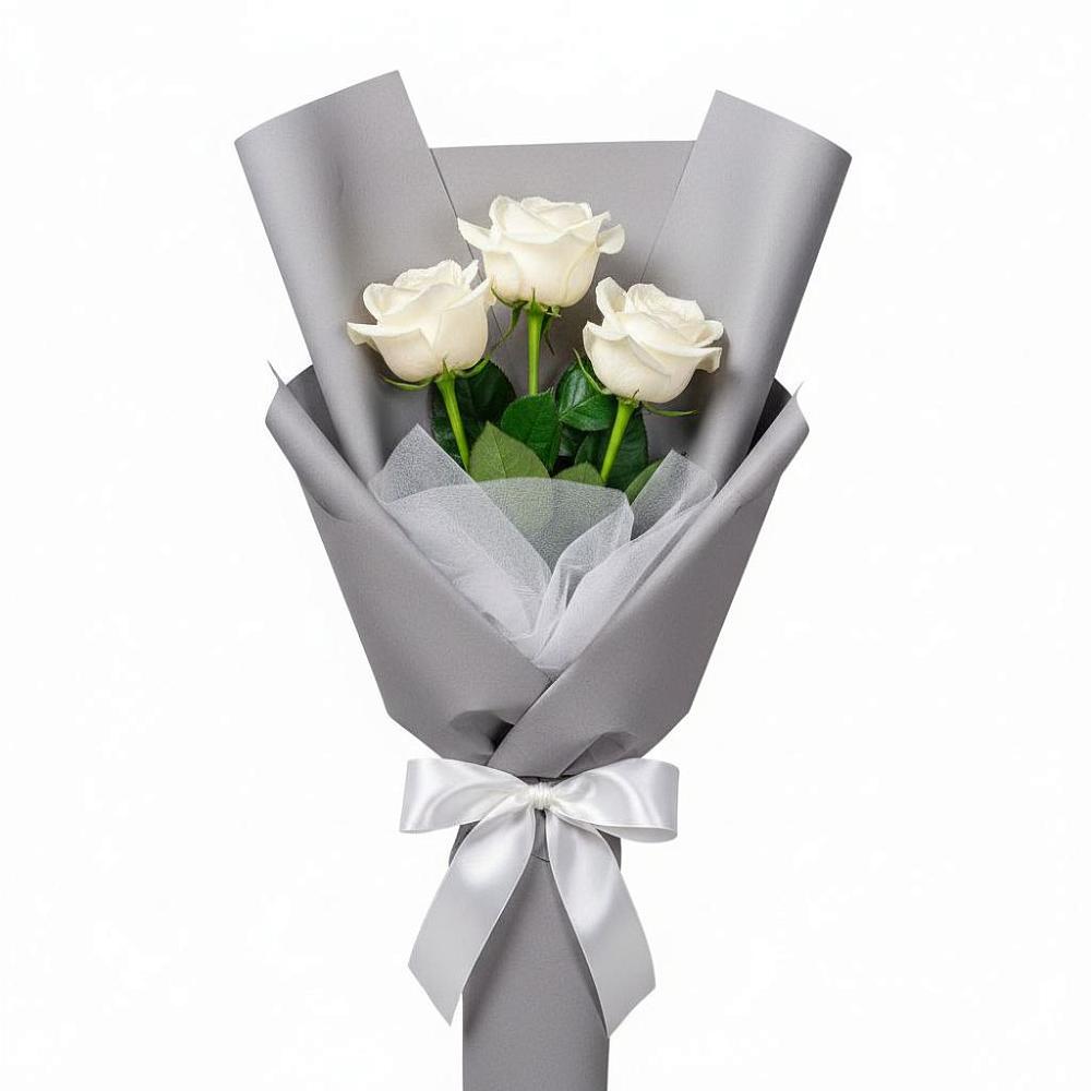 Букет 3 белые розы в Нижней Александровке