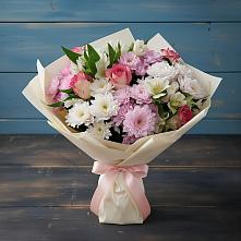 Букет цветов из:  Хризантемы, Альстромерии и Розы в Нижней Александровке