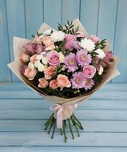 Букет цветов из:  Хризантемы, Розы и Альстромерии в Нижней Александровке