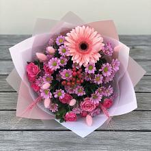 Букет цветов из:  Розы, Герберы и Хризантемы в Нижней Александровке