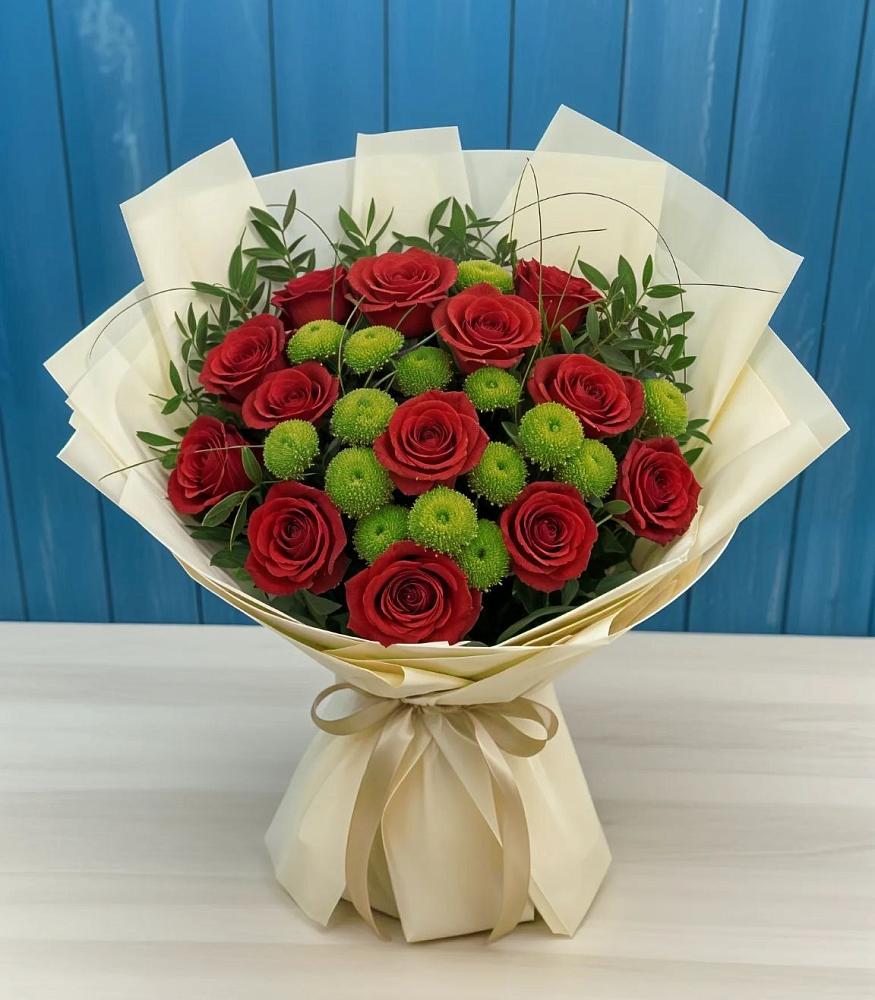 Букет цветов из: Розы и Хризантемы в Нижней Александровке